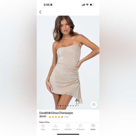 Princess Polly Champagne Sparkly Strapless Mini Dress - Picture 6 of 7